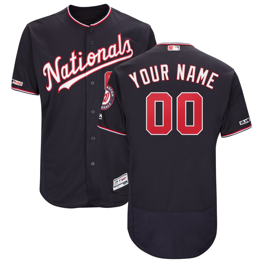 Nationals Navy Men's Customized 150th Patch Flexbase Jersey,We sell and wholesale Nationals Navy Men's Customized 150th Patch Flexbase Jersey on line form chian!